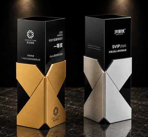 Interlocking Block Acrylic Award Pair - custom acrylic awards with your logo